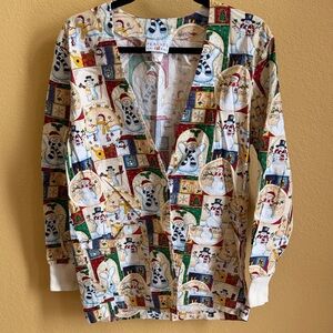 Colorful Snowman Scrub Top